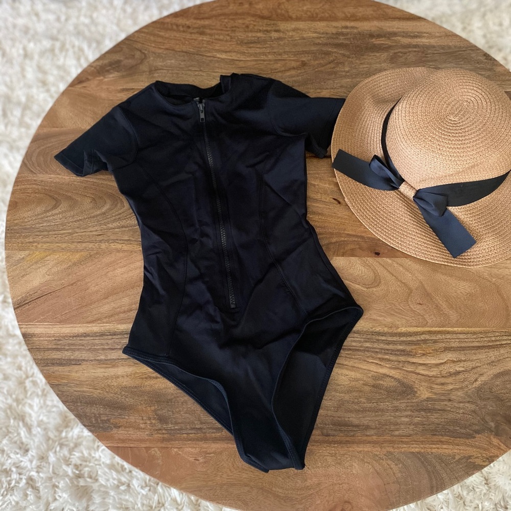 Black one piece swimwear